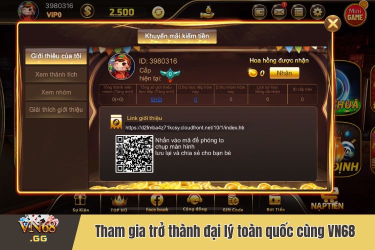 Tham gia trở thành đại lý toàn quốc của VN68 ngay hôm nay